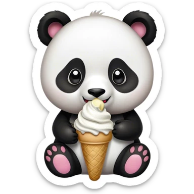 Panda eating ice cream sticker