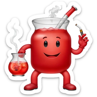 Kool-Aid man with legs smoking a bong sticker