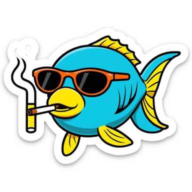 Fish smoking a blunt with sunglasses  sticker