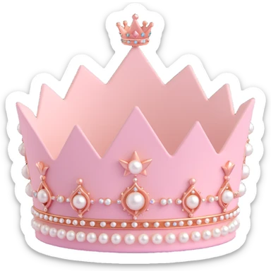 royal crown with pastel pink velvet, rose gold details, and pearl accents sticker