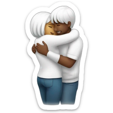 Hug couple white sticker
