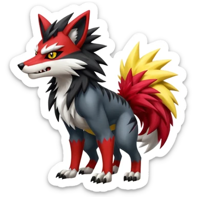 Shiny Anthropomorphic furry Badass cool Zeraora-Zoroark-Obstagoon-fusion sticker