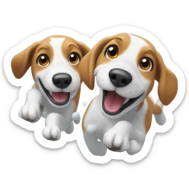 Beagle snowball fight sticker
