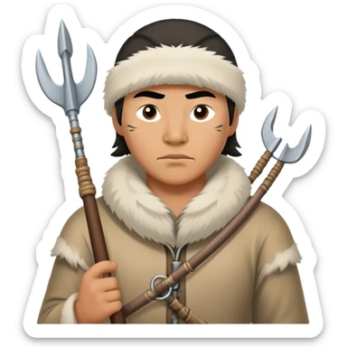 Inuit hunter photorealistic with harpoon sticker