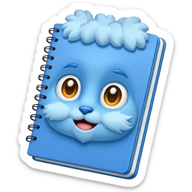 A blue notebook, fluffy and soft sticker