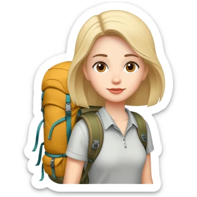 woman with hiking backpack sticker