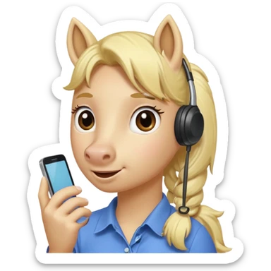 blonde pony talking with cellphone sticker