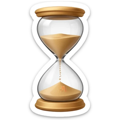 hourglass with only a little sand left, simple and easy to read, representing short term sticker