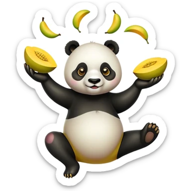 panda juggling mangos sticker