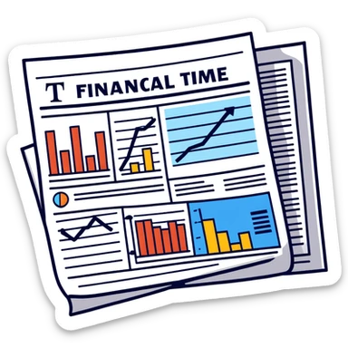 Financial Times newspaper with charts and graphs sticker