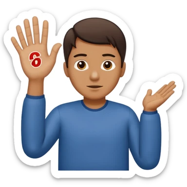 a guy shrugging his shoulders with a 6 above his right hand and a 7 above his left hand sticker