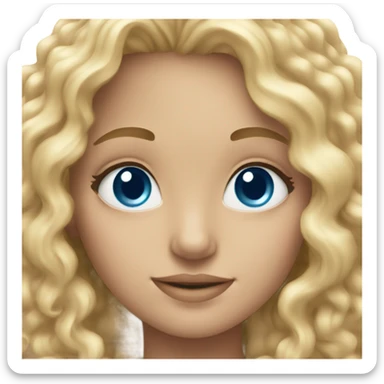 beautiful girl with long curly blonde hair and blue eyes sticker