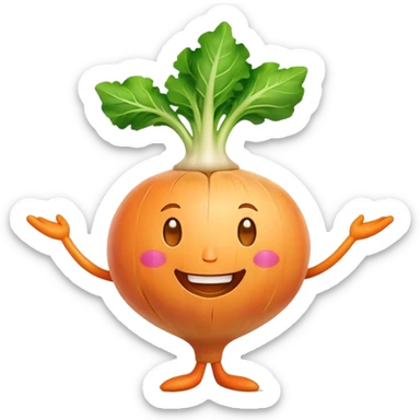 happy smiling turnip character sticker