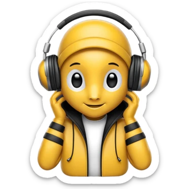 DJ bee with headphones sticker