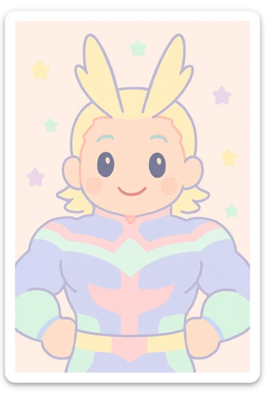 All Might in his muscular form, smiling heroically, anime style, My Hero Academia theme sticker