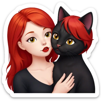 black british cat kisses a red hair girl sticker
