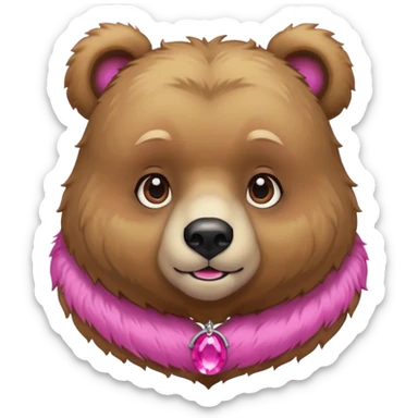 bear with pink necklace and earings sticker