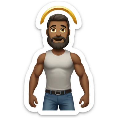 muscular man with beard and halo sticker