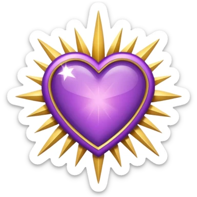 purple heart with a starburst border sticker