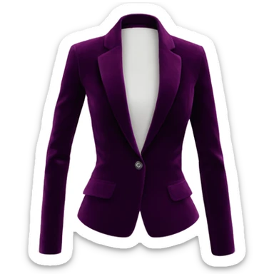 Realistic isolated open dark purple wine color velvet feminine fashion blazer jacket.  sticker