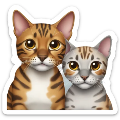 Two bengal cats one brown and the other grey  sticker