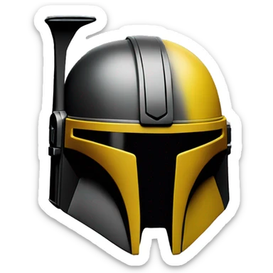 Mandalorian helmet black and yellow sticker