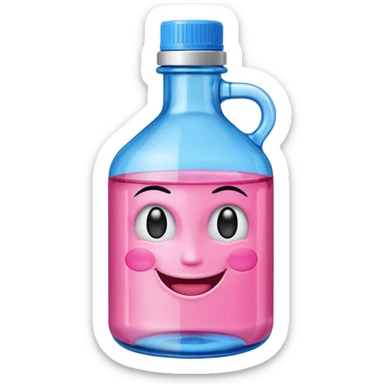 Smiling winking oil bottle pink blue top  sticker