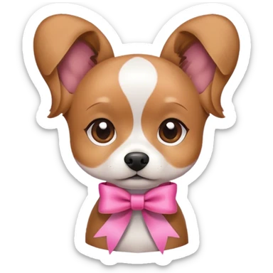 Pink ribbon dog sticker