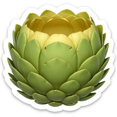 artichoke bottoms 2-3, soft rounded cup shape, pale green to light yellow, smooth slightly fibrous, natural ridges, moist tender look, no extras, soft lighting, emoji scale sticker