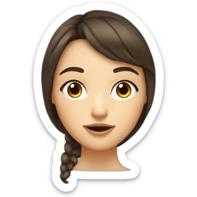 Fille brune abec des yeux bleux avec une frange et des cheuveux long sticker