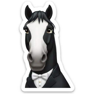Black horse in a tux sticker