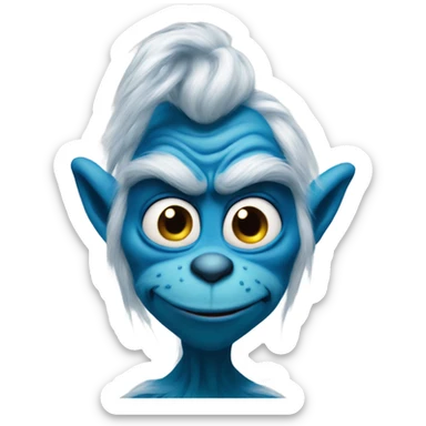 Blue grinch with a side eye expression  sticker
