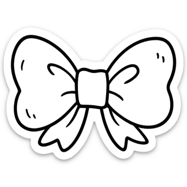 cute pink bow tie hand drawn outline style, black and white, no color sticker