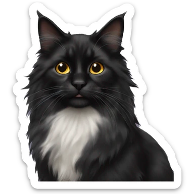 Black domestic longhair cat sticker