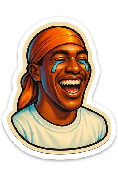  laughing crying
make his shirt white
make him smile
Change His durag To orange sticker