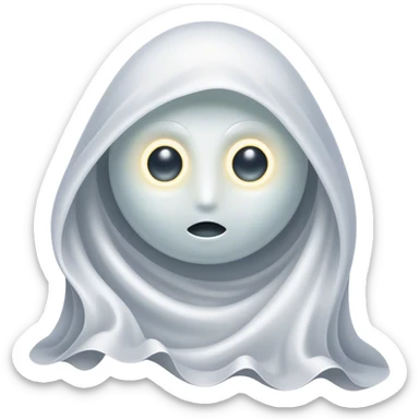 Regal and mysterious, with a flowing, sheet-like form draped in silvery-white hues, softly billowing as if caught in an unseen breeze, eye holes glowing with deep, thoughtful wisdom, simplified yet sophisticated, highly detailed, with a soft spectral radiance, high shine, exuding quiet authority, with a glowing outline that captures the essence of an ancient, noble spirit drifting through time! sticker