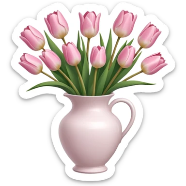 Light pink tulips in white vase sticker