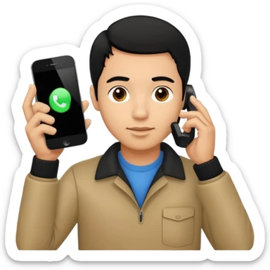 ligh skin black hair man calling with her phone sticker