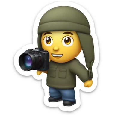  a 3D mimetic digital camera is facing the lens at a 0-degree angle sticker