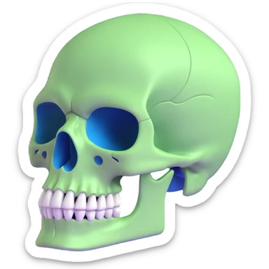 3D skull with Milwaukee Bucks colors (green, cream, blue) sticker