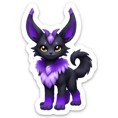Anthro-Edgy-Black-Purple-Contrast-Colors-Fantasy-Fur-Sona-Chibi-Shiny-Fakémon-Hybrid with horns full body sticker