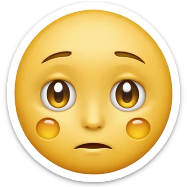 A regular yellow  skin, round face emoji looking straight at me not smilling, just staring with a tear rolling down its cheek sticker