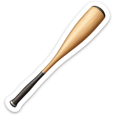 light brown wooden baseball bat, simple, clear sticker