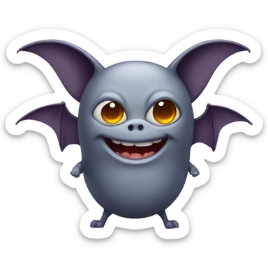 bat with a big brain, kind and smiling sticker