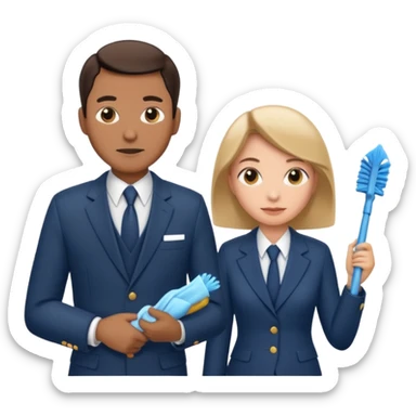 Ein Detektiv Mann  interviewt eine Putzfrau  sticker