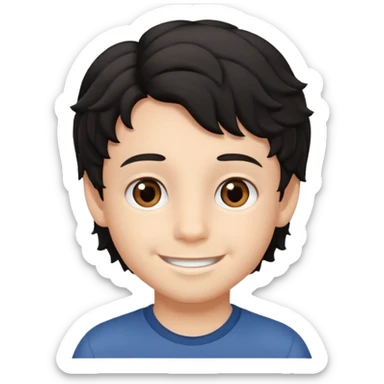 Siyah dalgalı saçlı kahveringi gözlü kücük erkek çocuk sticker