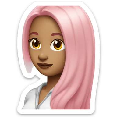 light skin girl with long pink straight hair with brown eyes sticker