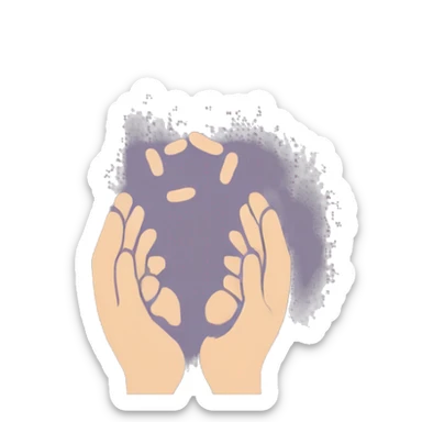 Create a logo that depicts a hand being held in another hand. The logo should reflect care, warmth, and trust. sticker