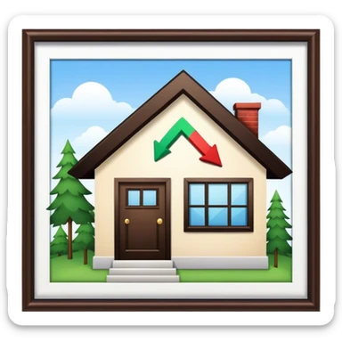 Stock market arrow going up behind the house sticker