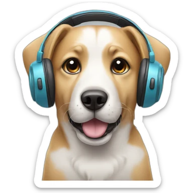 Dog with headphones sticker
